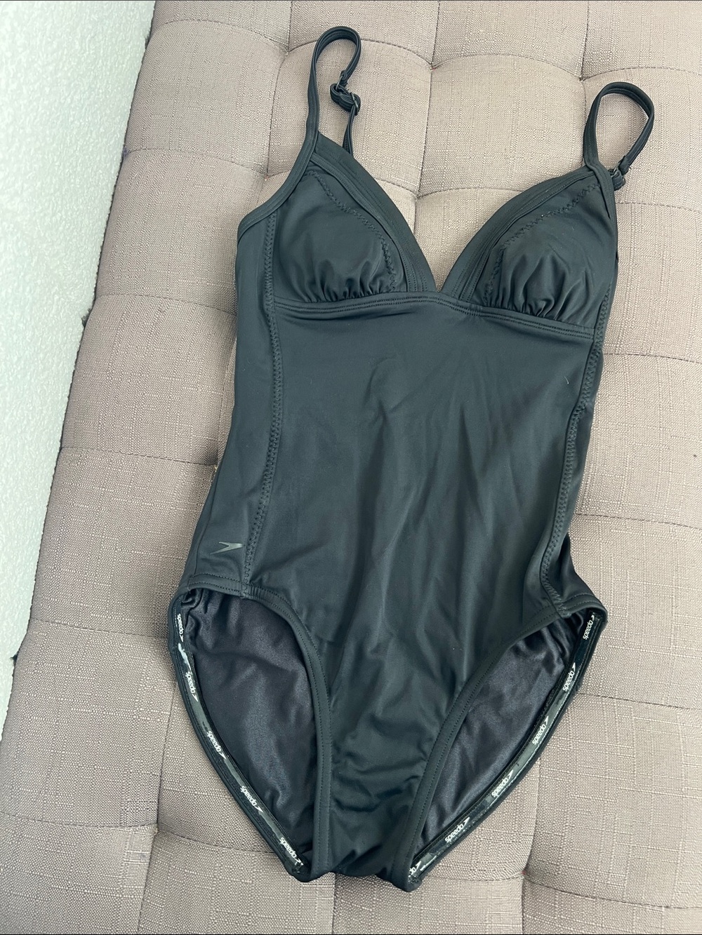 Speedo Black One-Piece Swim Suit with V-Neck Cups